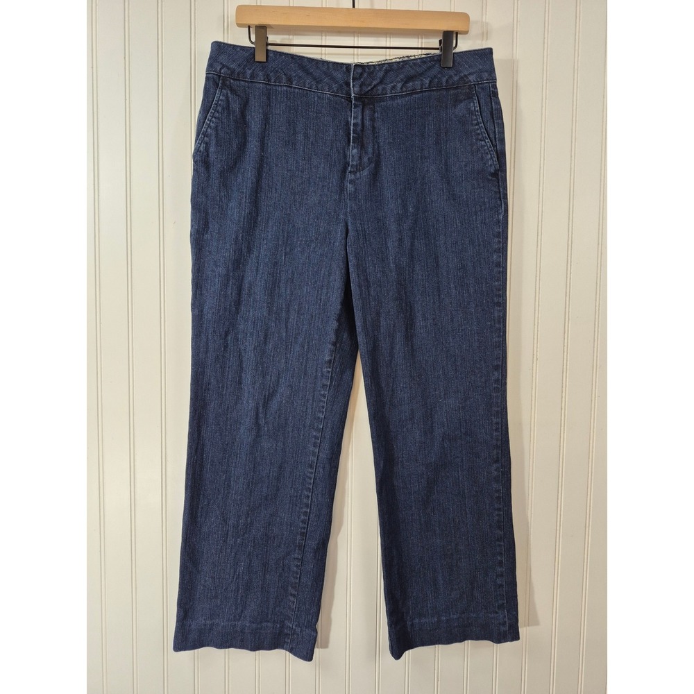 Denim & Co.  Womens Dark Blue Wash Wide Leg Trouser Jeans 35x27 Size 12 Preppy